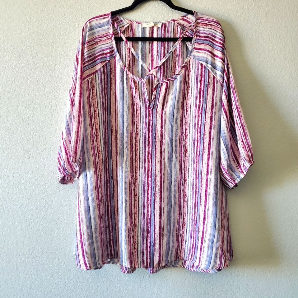 Living Doll Women's Striped Blouse Top Size 2X